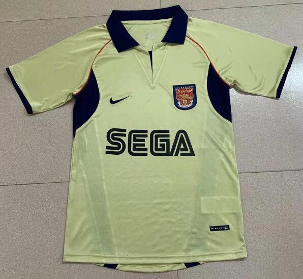 2002 Arsenal Retro Yellow Away Kit Soccer Jersey